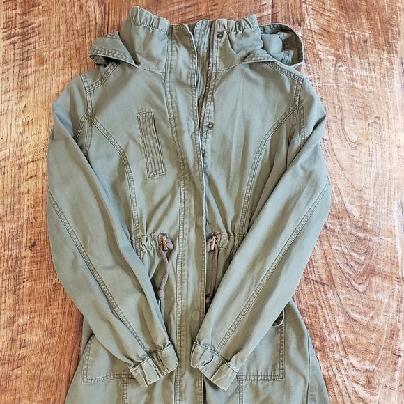 Outer Wear Jackets & Blazers - Outer Wear - Women's - Utility / Military Jacket w/ Hood - Olive Green - Size S